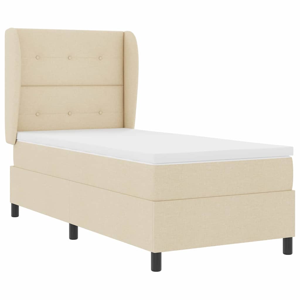 Boxspringbett mit Matratze mit Kopfteil Creme 90 x 190 cm Stoff