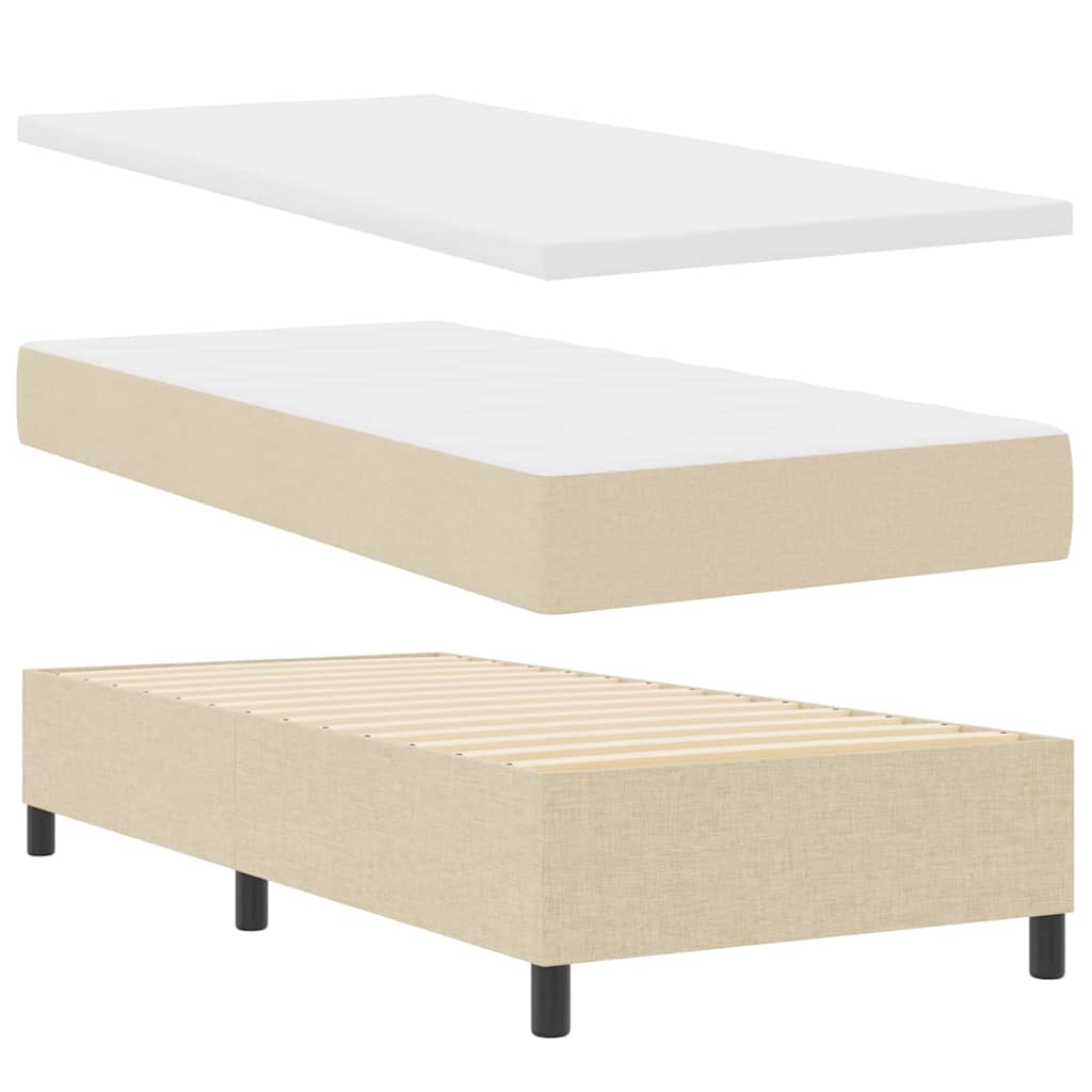 Boxspringbett mit Matratze mit Kopfteil Creme 90 x 190 cm Stoff