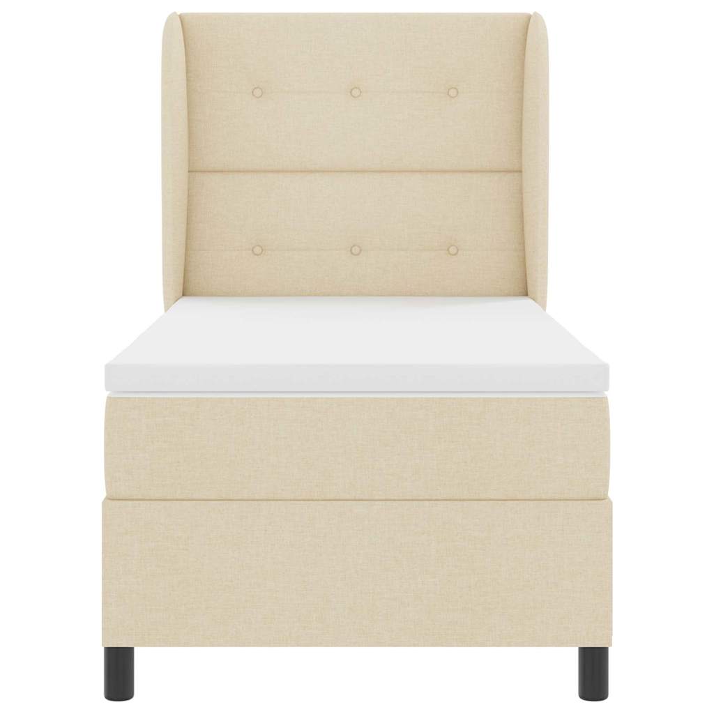 Boxspringbett mit Matratze mit Kopfteil Creme 90 x 200 cm Stoff