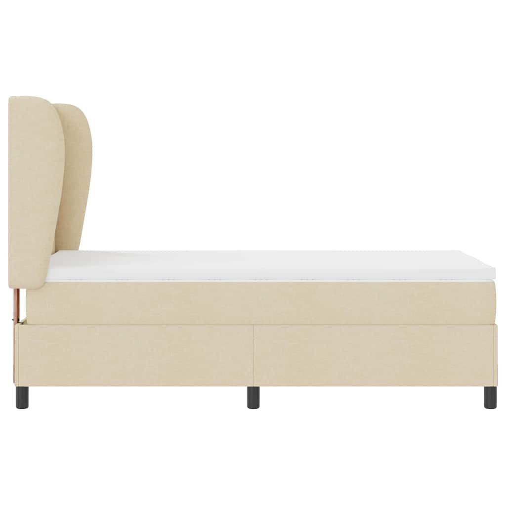 Boxspringbett mit Matratze mit Kopfteil Creme 90 x 200 cm Stoff