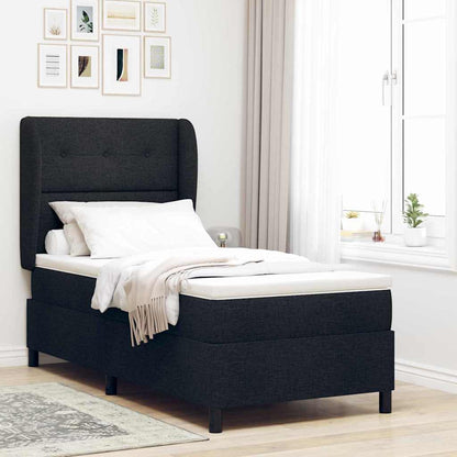 vidaXL Boxspringbett mit Matratze Schwarz 100 x 200 cm Stoff