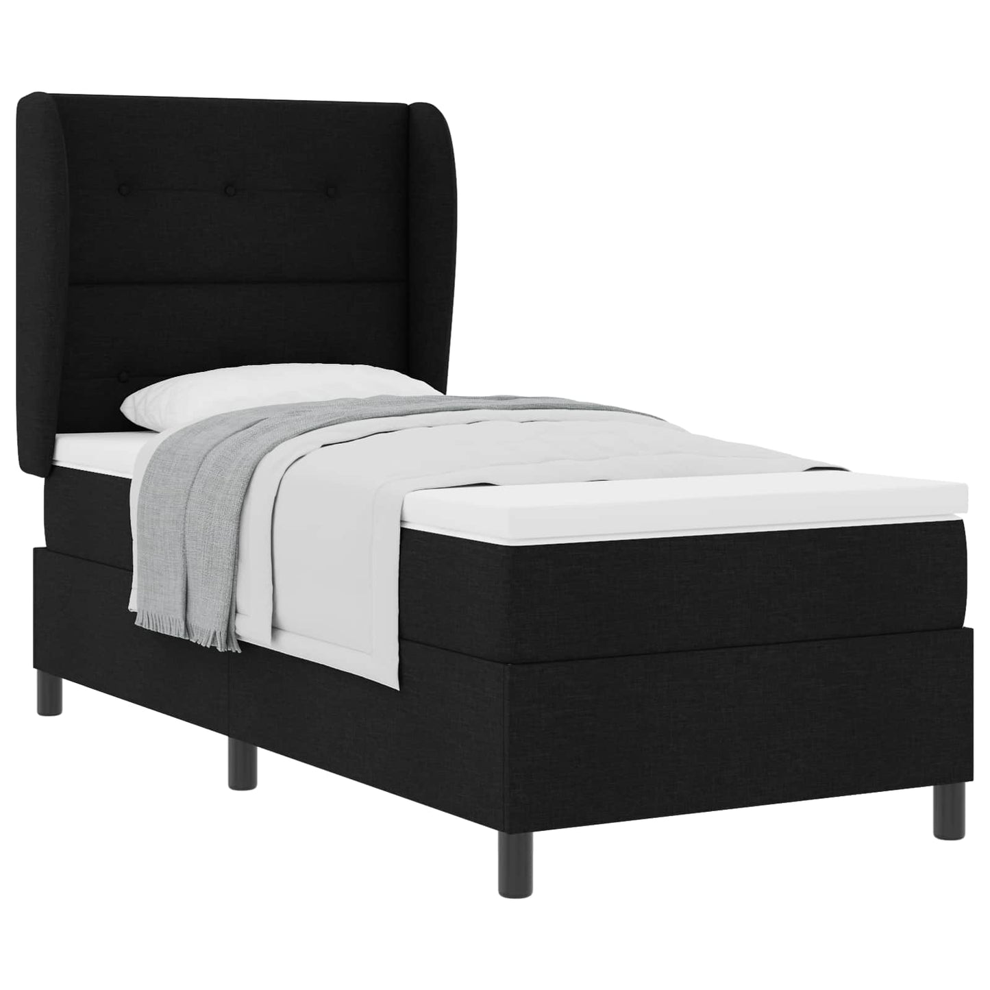 vidaXL Boxspringbett mit Matratze Schwarz 100 x 200 cm Stoff