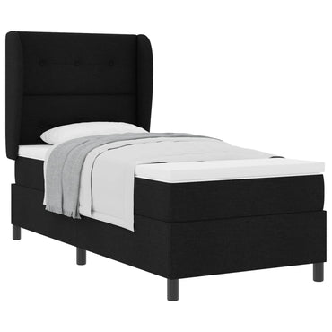 vidaXL Boxspringbett mit Matratze Schwarz 100 x 200 cm Stoff