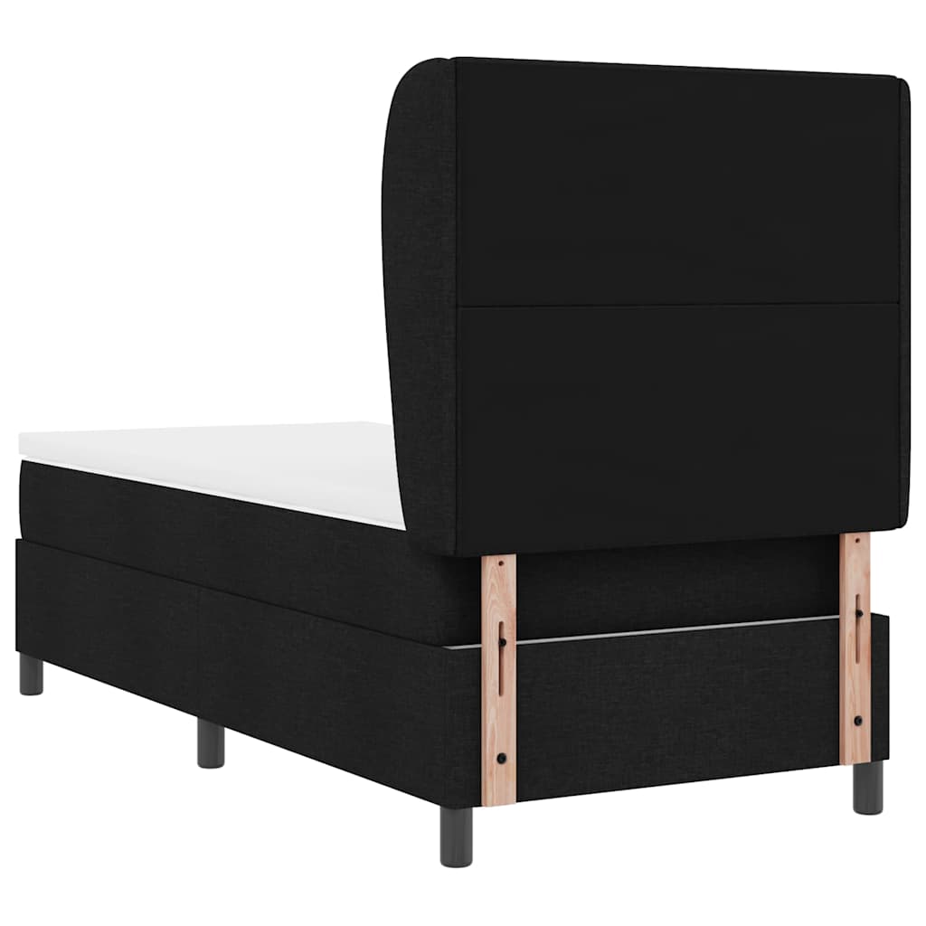 vidaXL Boxspringbett mit Matratze Schwarz 100 x 200 cm Stoff