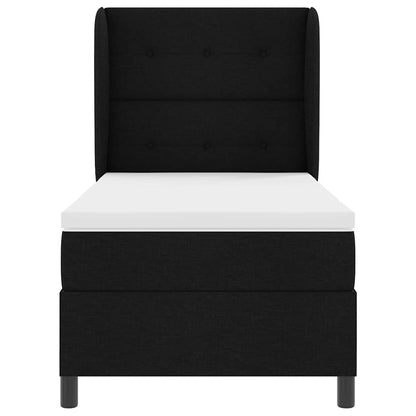vidaXL Boxspringbett mit Matratze Schwarz 100 x 200 cm Stoff