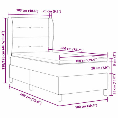vidaXL Boxspringbett mit Matratze Schwarz 100 x 200 cm Stoff