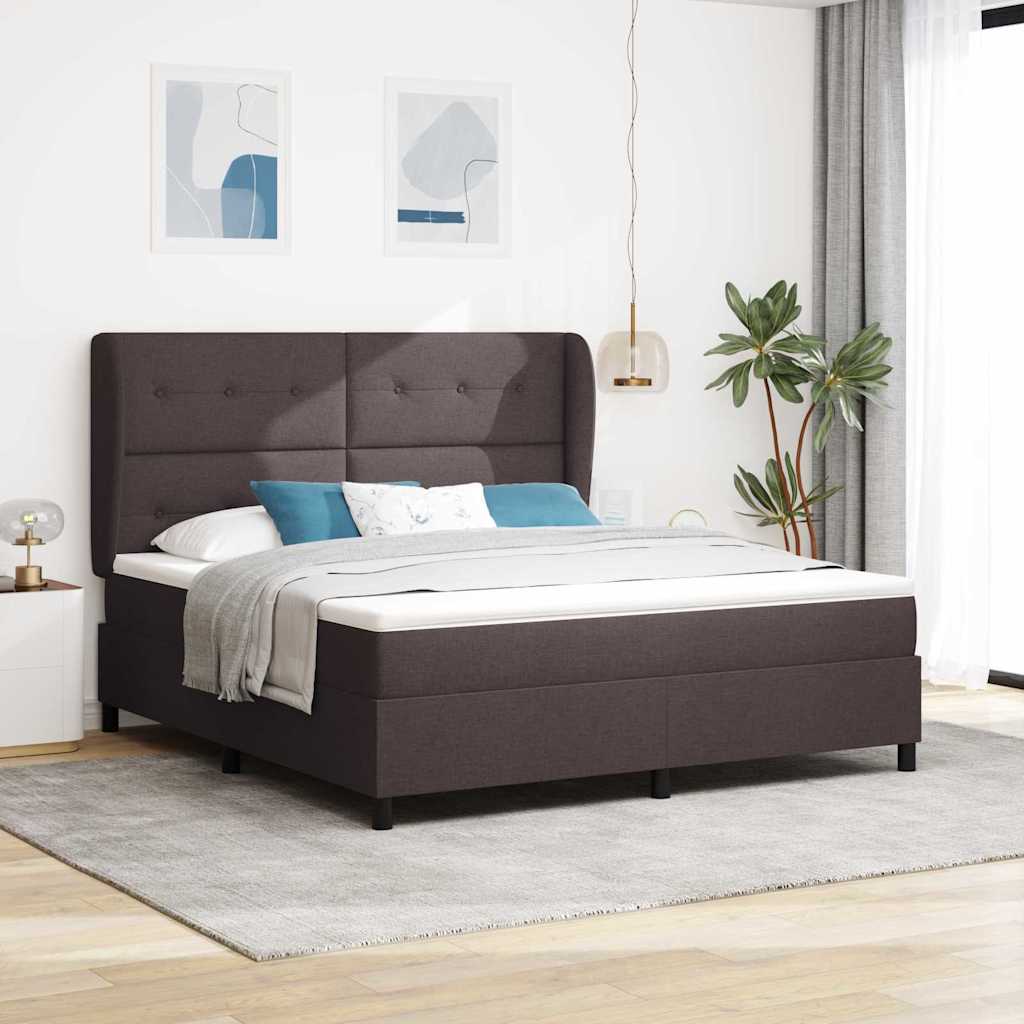 vidaXL Boxspringbett mit Matratze Dunkelbraun 180 x 200 cm Stoff