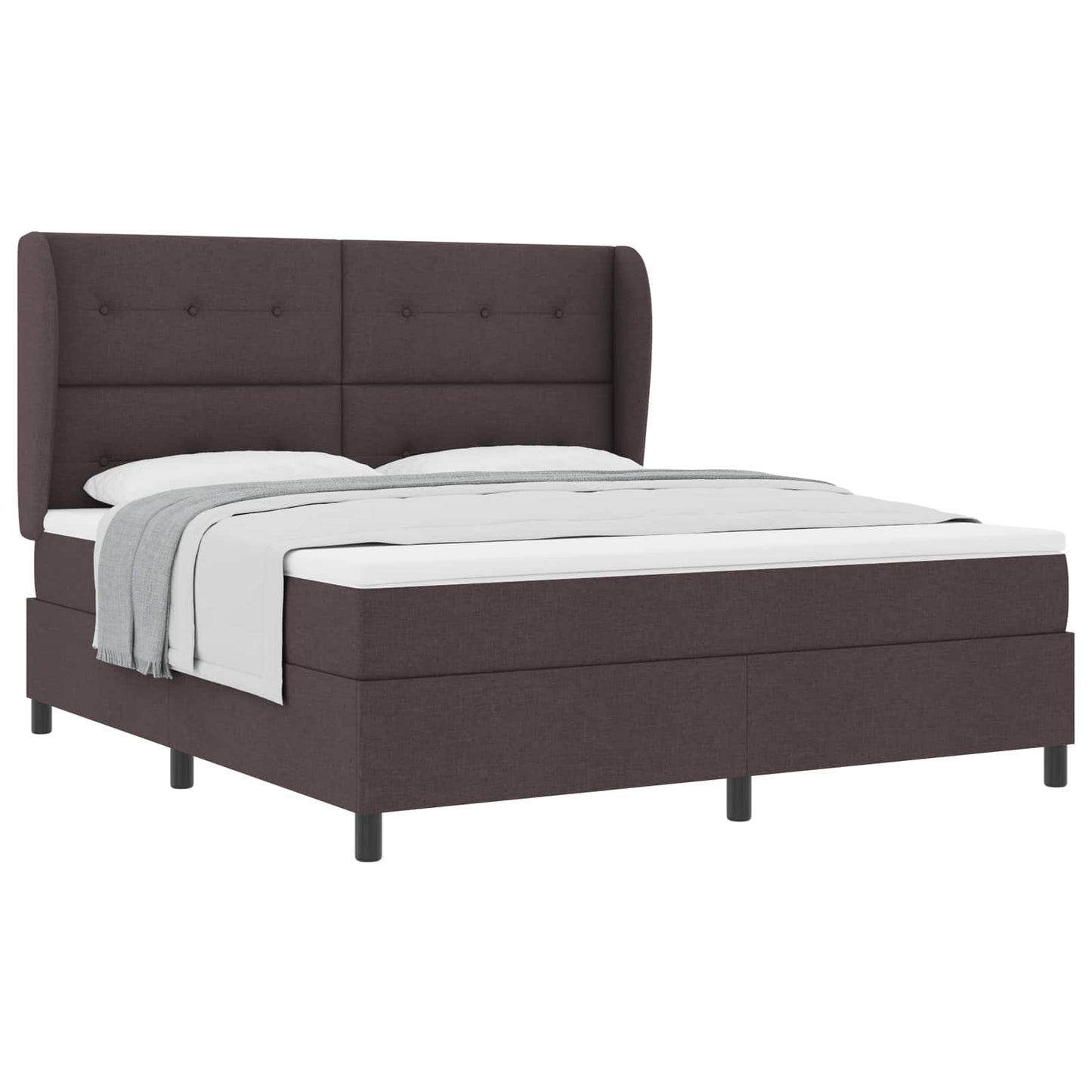 vidaXL Boxspringbett mit Matratze Dunkelbraun 180 x 200 cm Stoff