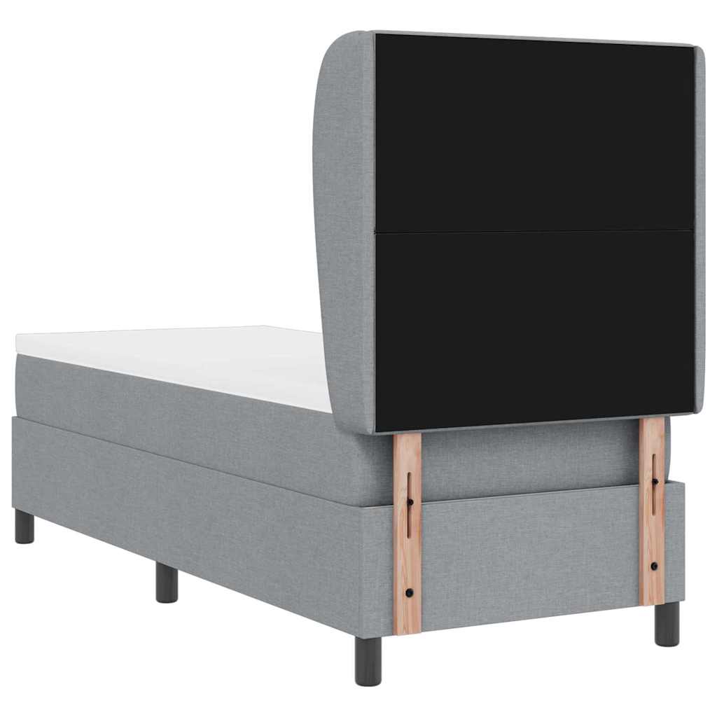 Boxspringbett mit Matratze Hellgrau 80 x 200 cm Stoff