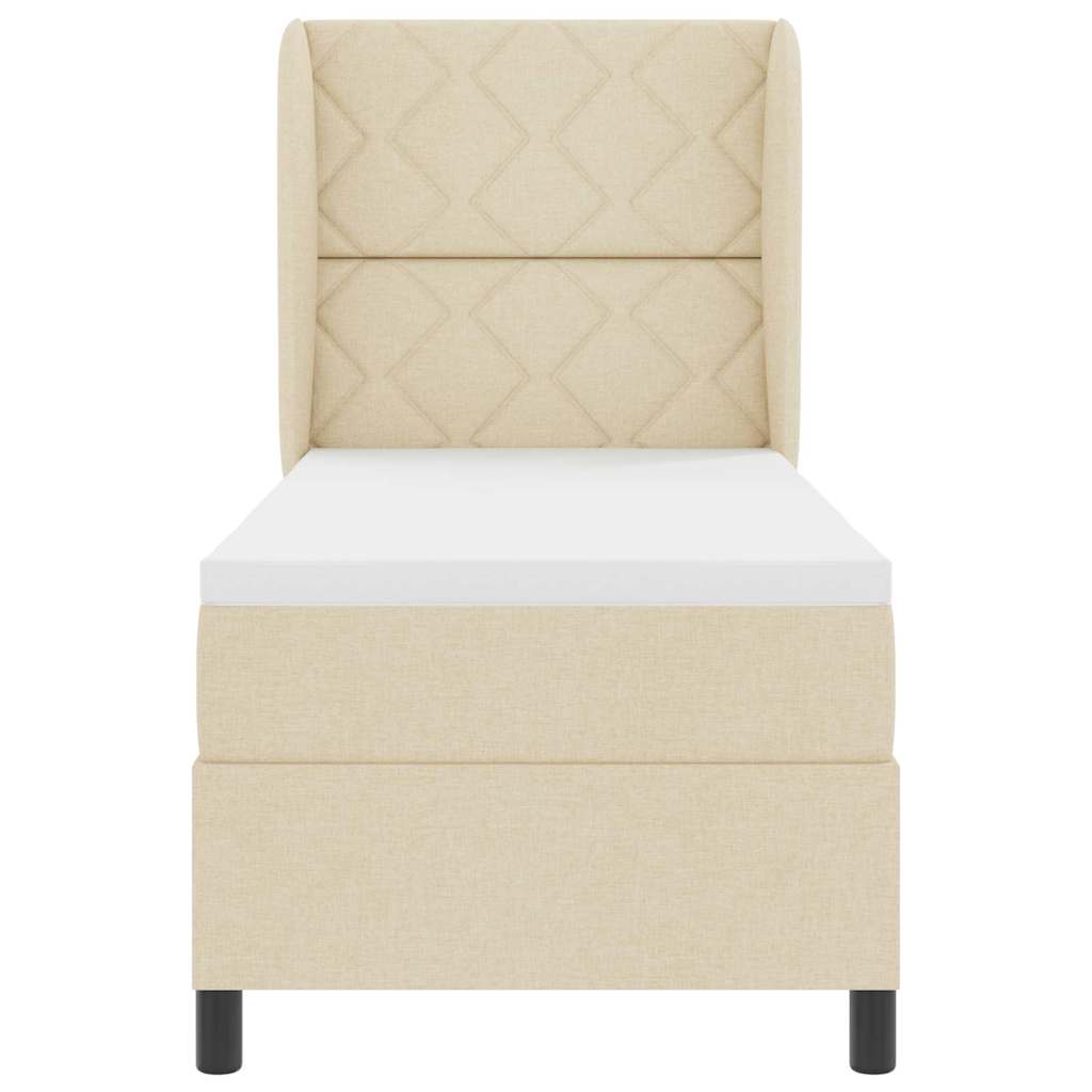 Boxspringbett mit Matratze mit Kopfteil Creme 80 x 200 cm Stoff