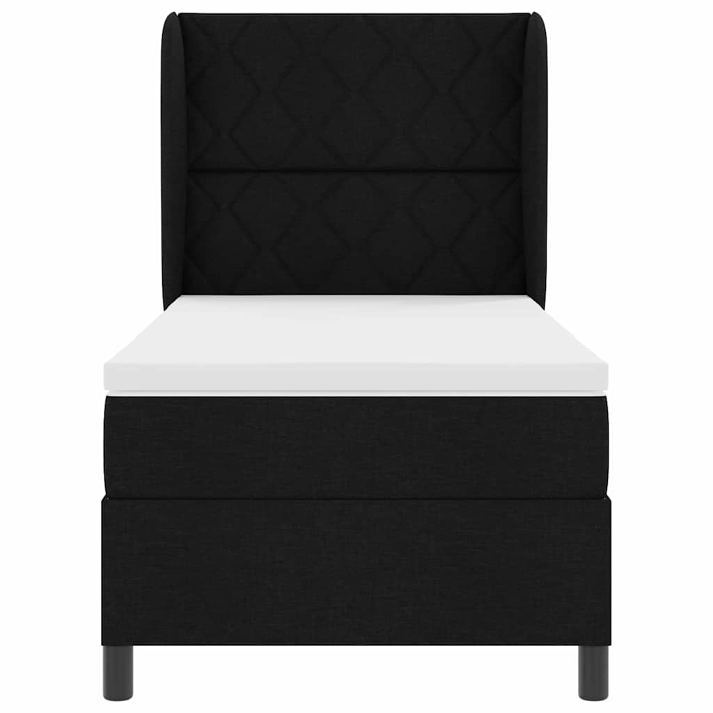 Boxspringbett mit Matratze Schwarz 100 x 200 cm Stoff