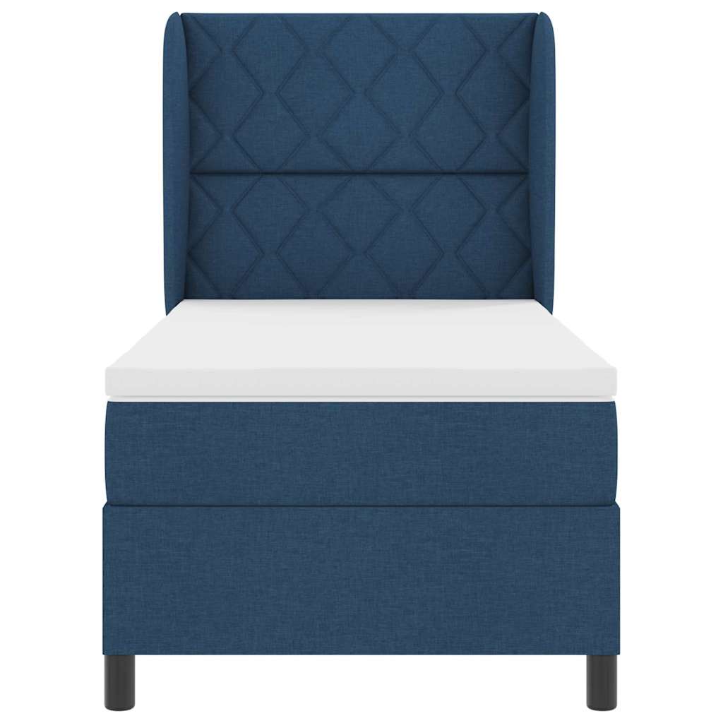 Boxspringbett mit Matratze mit Kopfteil Blau 100 x 200 cm Stoff