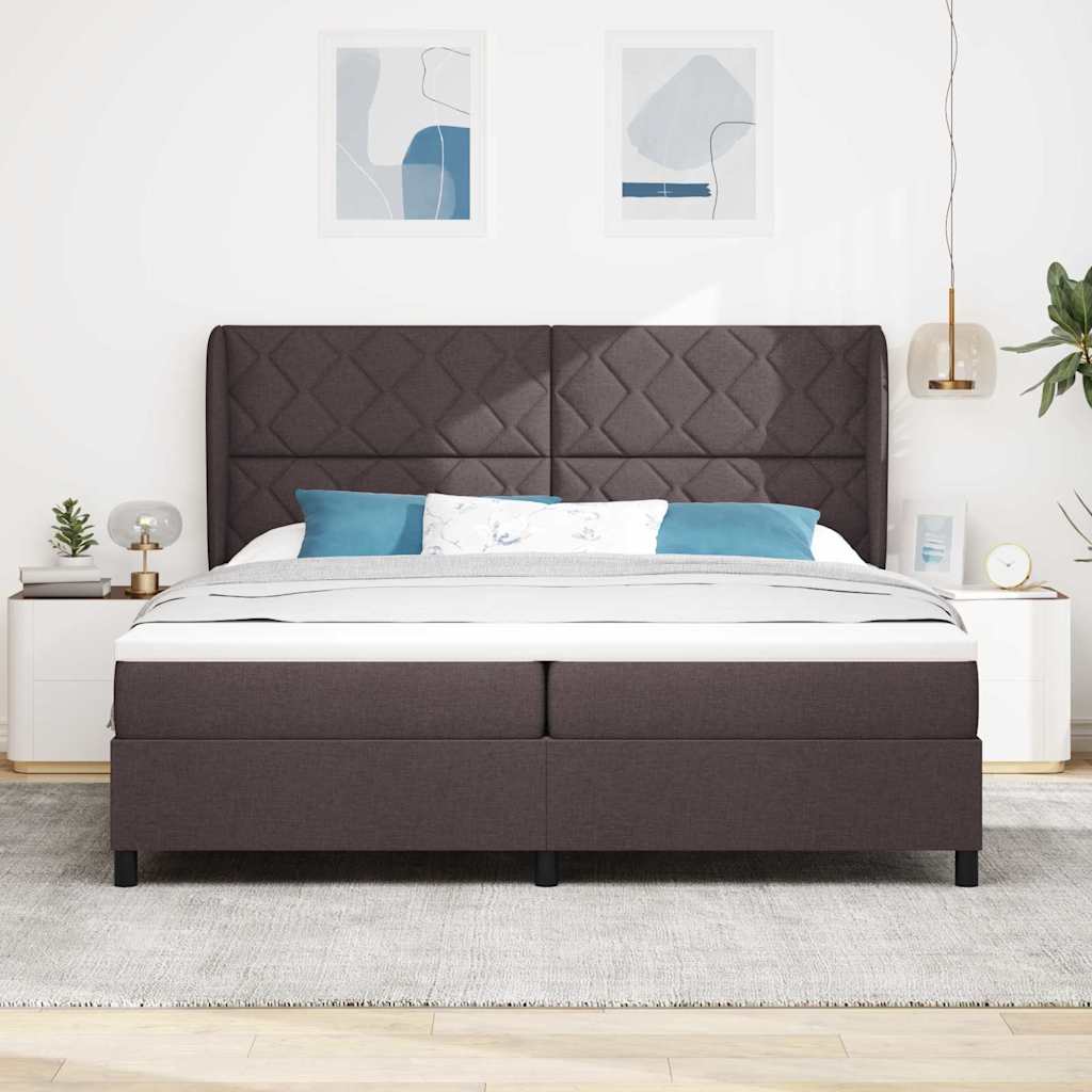 Boxspringbett mit Matratze Dunkelbraun 200 x 200 cm Stoff