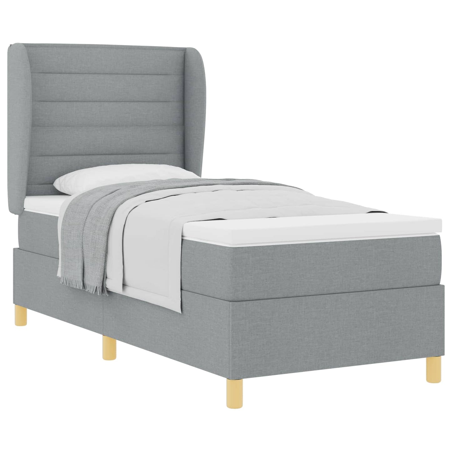 Boxspringbett mit Matratze Hellgrau 190 x 90 cm Stoff