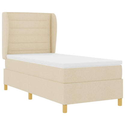 Boxspringbett mit Matratze mit Kopfteil Creme 190 x 90 cm Stoff
