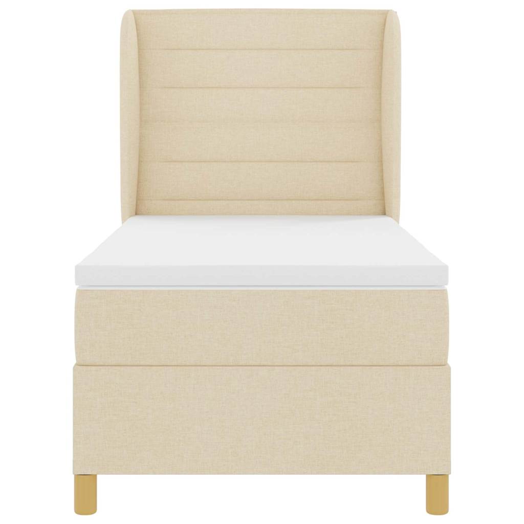 Boxspringbett mit Matratze mit Kopfteil Creme 190 x 90 cm Stoff