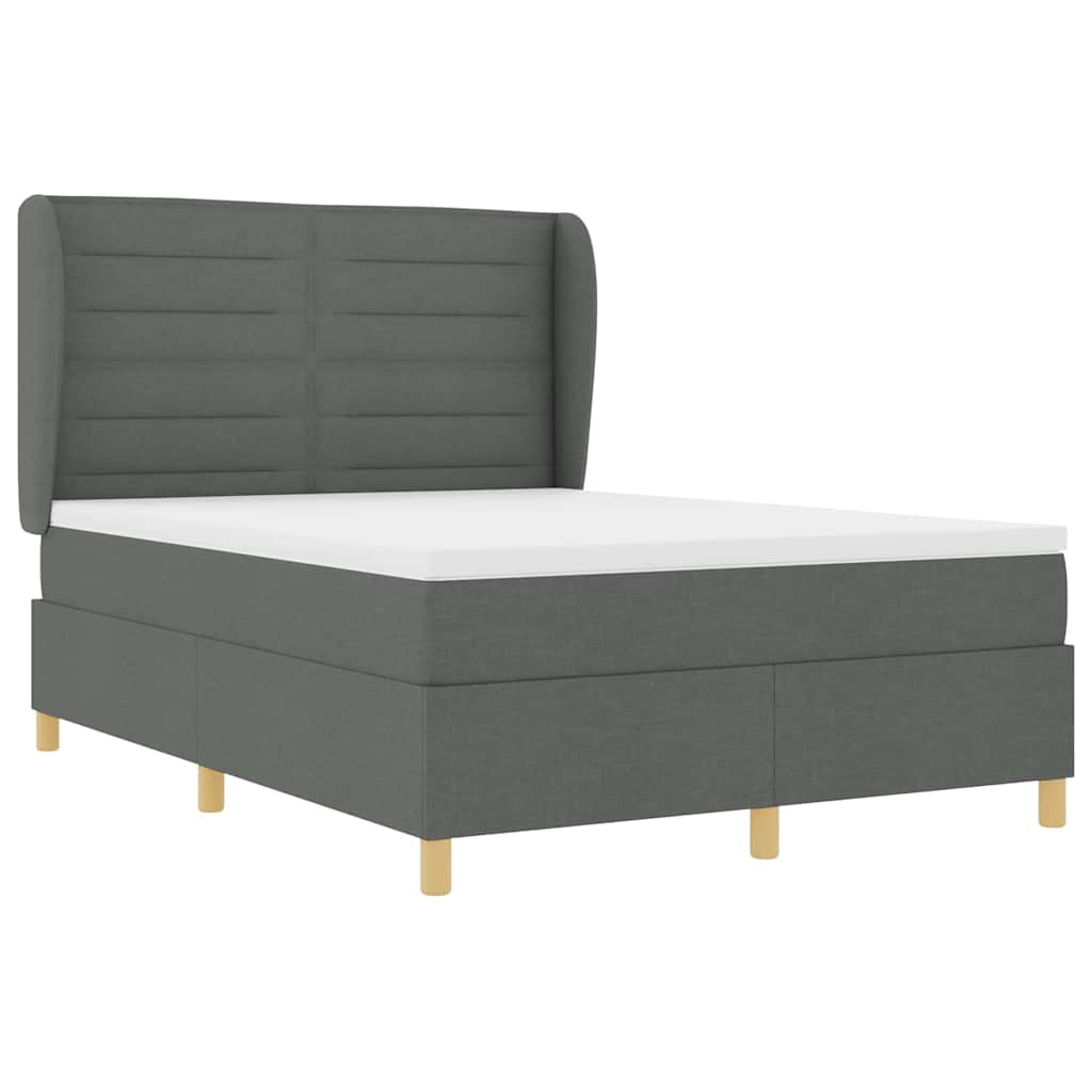 Boxspringbett mit Matratze Dunkelgrau 200 x 160 cm Stoff