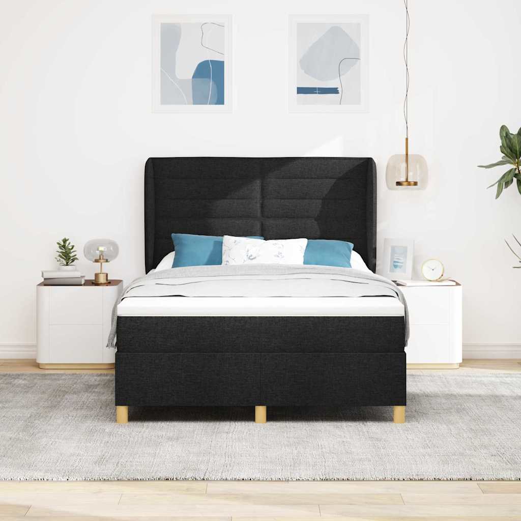 vidaXL Boxspringbett mit Matratze Dunkelgrau 90x190 cm Schwarz Stoff
