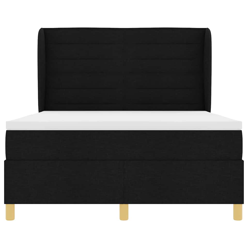 vidaXL Boxspringbett mit Matratze Dunkelgrau 90x190 cm Schwarz Stoff
