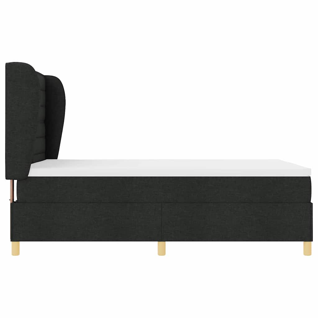 vidaXL Boxspringbett mit Matratze Dunkelgrau 90x190 cm Schwarz Stoff