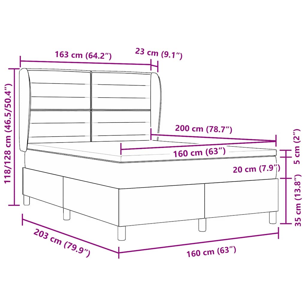 vidaXL Boxspringbett mit Matratze Dunkelgrau 90x190 cm Schwarz Stoff