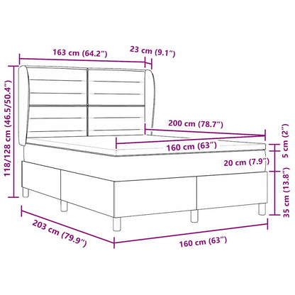 vidaXL Boxspringbett mit Matratze Dunkelgrau 90x190 cm Schwarz Stoff