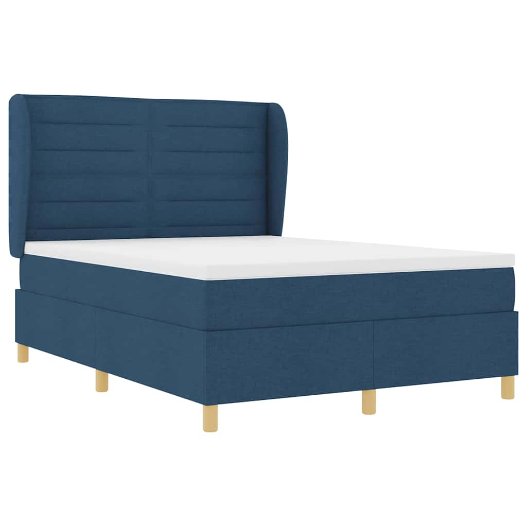 Boxspringbett mit Matratze Dunkelgrau 90x190 cm Blau Stoff