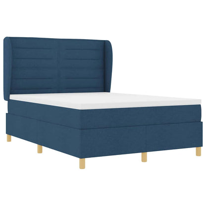 Boxspringbett mit Matratze Dunkelgrau 90x190 cm Blau Stoff