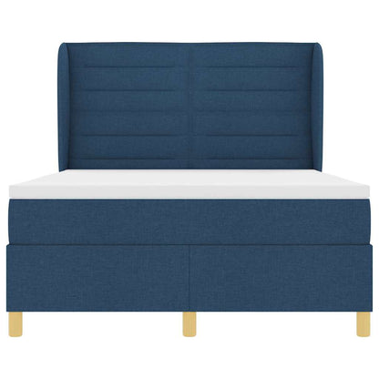 Boxspringbett mit Matratze Dunkelgrau 90x190 cm Blau Stoff