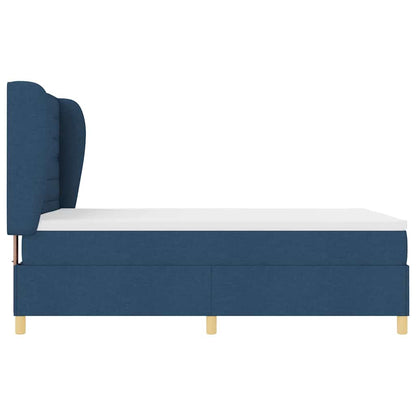 Boxspringbett mit Matratze Dunkelgrau 90x190 cm Blau Stoff