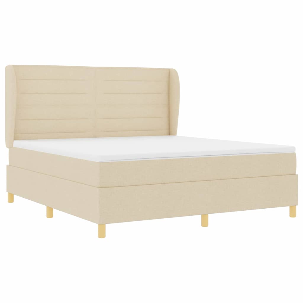 Boxspringbett mit Matratze Creme 200 x 180 cm Stoff