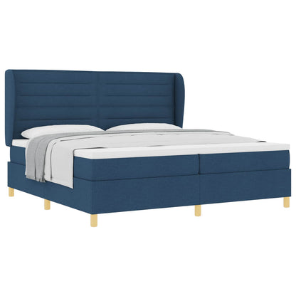 Boxspringbett mit Matratze Dunkelgrau 90x190 cm Blau Stoff