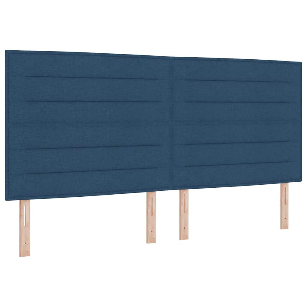 Boxspringbett mit Matratze Dunkelgrau 90x190 cm Blau Stoff
