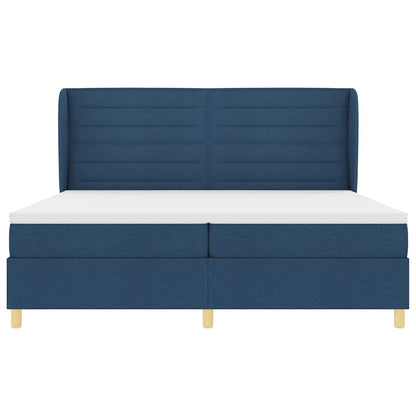 Boxspringbett mit Matratze Dunkelgrau 90x190 cm Blau Stoff
