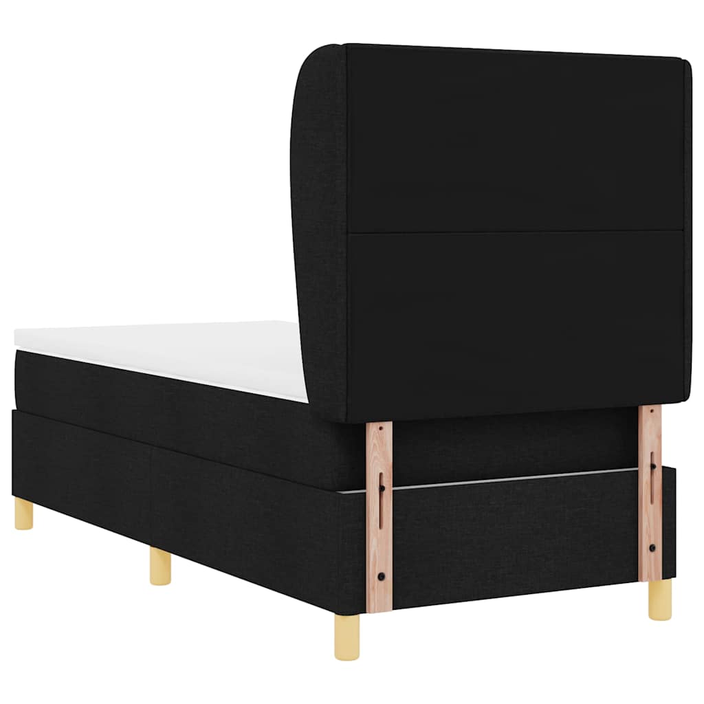 vidaXL Boxspringbett mit Matratze Dunkelgrau 90x190 cm Schwarz Stoff