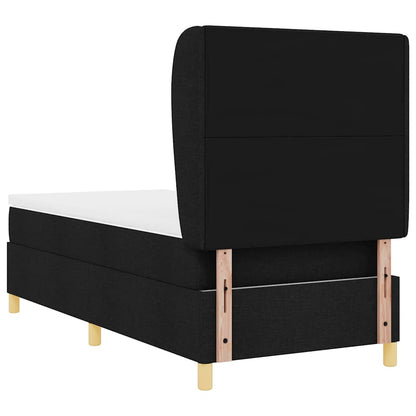 vidaXL Boxspringbett mit Matratze Dunkelgrau 90x190 cm Schwarz Stoff