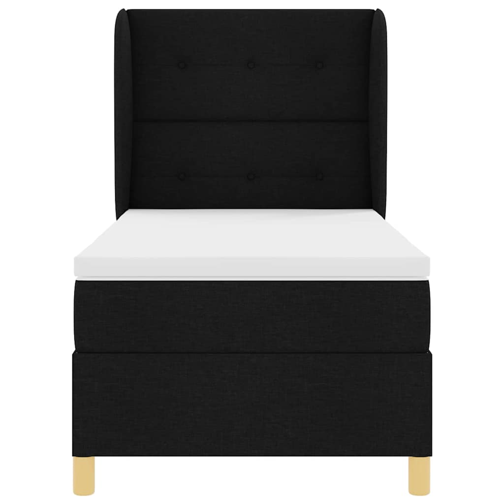 vidaXL Boxspringbett mit Matratze Dunkelgrau 90x190 cm Schwarz Stoff