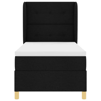 vidaXL Boxspringbett mit Matratze Dunkelgrau 90x190 cm Schwarz Stoff