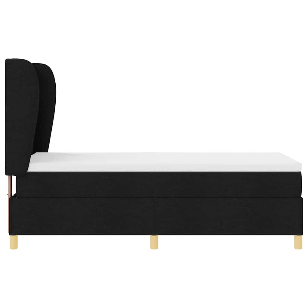 vidaXL Boxspringbett mit Matratze Dunkelgrau 90x190 cm Schwarz Stoff