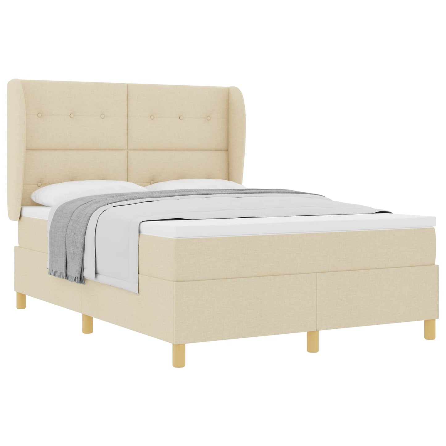 Boxspringbett mit Matratze Creme 190 x 140 cm Stoff