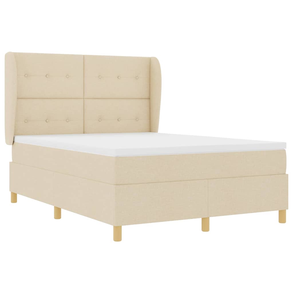 Boxspringbett mit Matratze Creme 190 x 140 cm Stoff