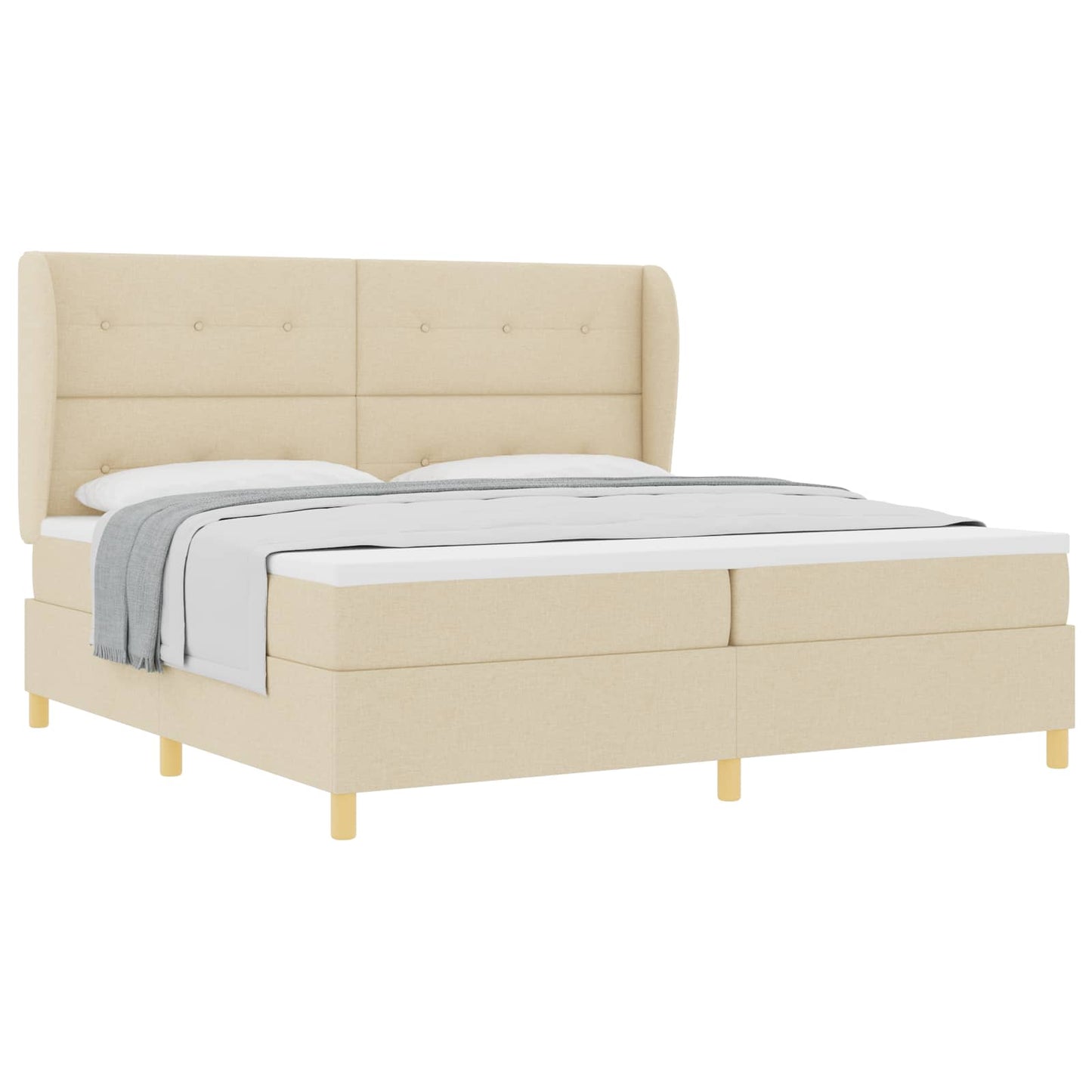 Boxspringbett mit Matratze Creme 200 x 200 cm Stoff