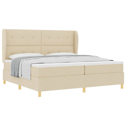 Boxspringbett mit Matratze Creme 200 x 200 cm Stoff