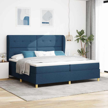 Boxspringbett mit Matratze Dunkelgrau 90x190 cm Blau Stoff