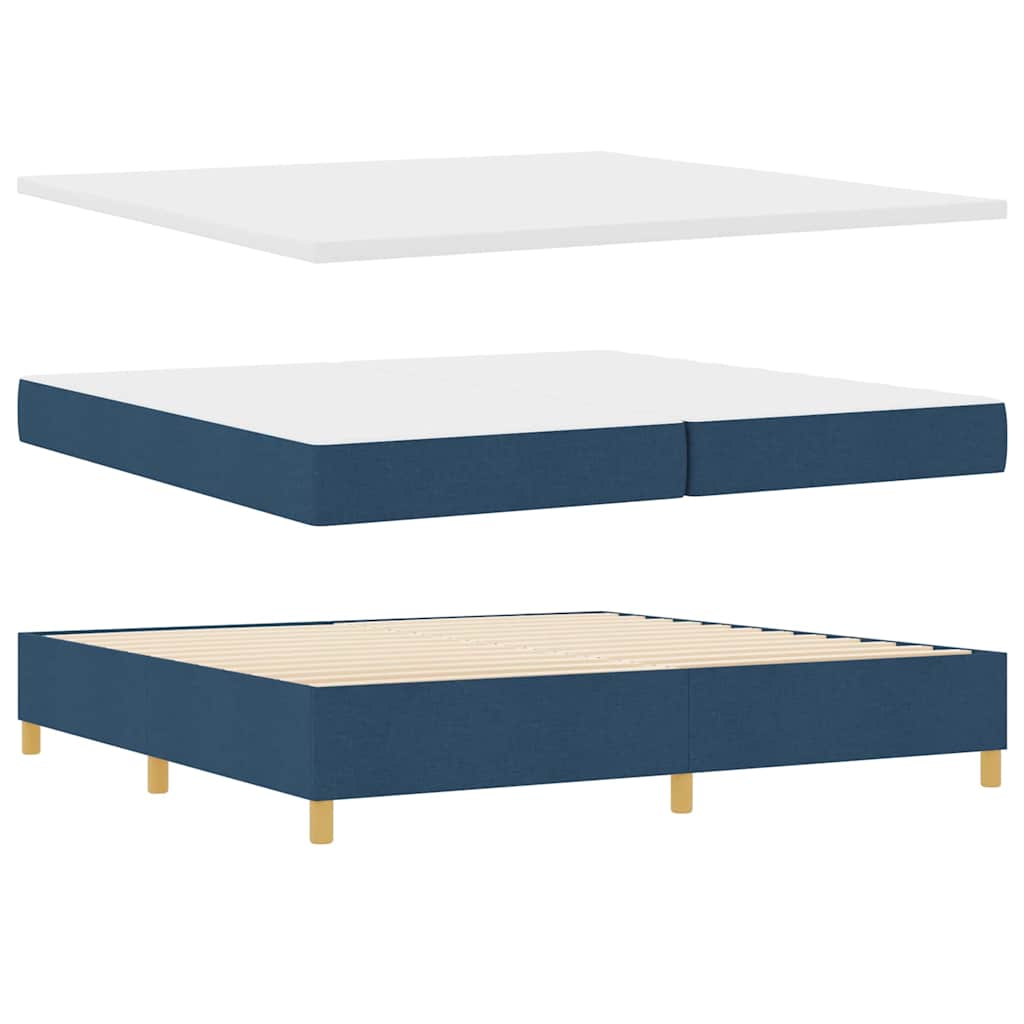 Boxspringbett mit Matratze Dunkelgrau 90x190 cm Blau Stoff