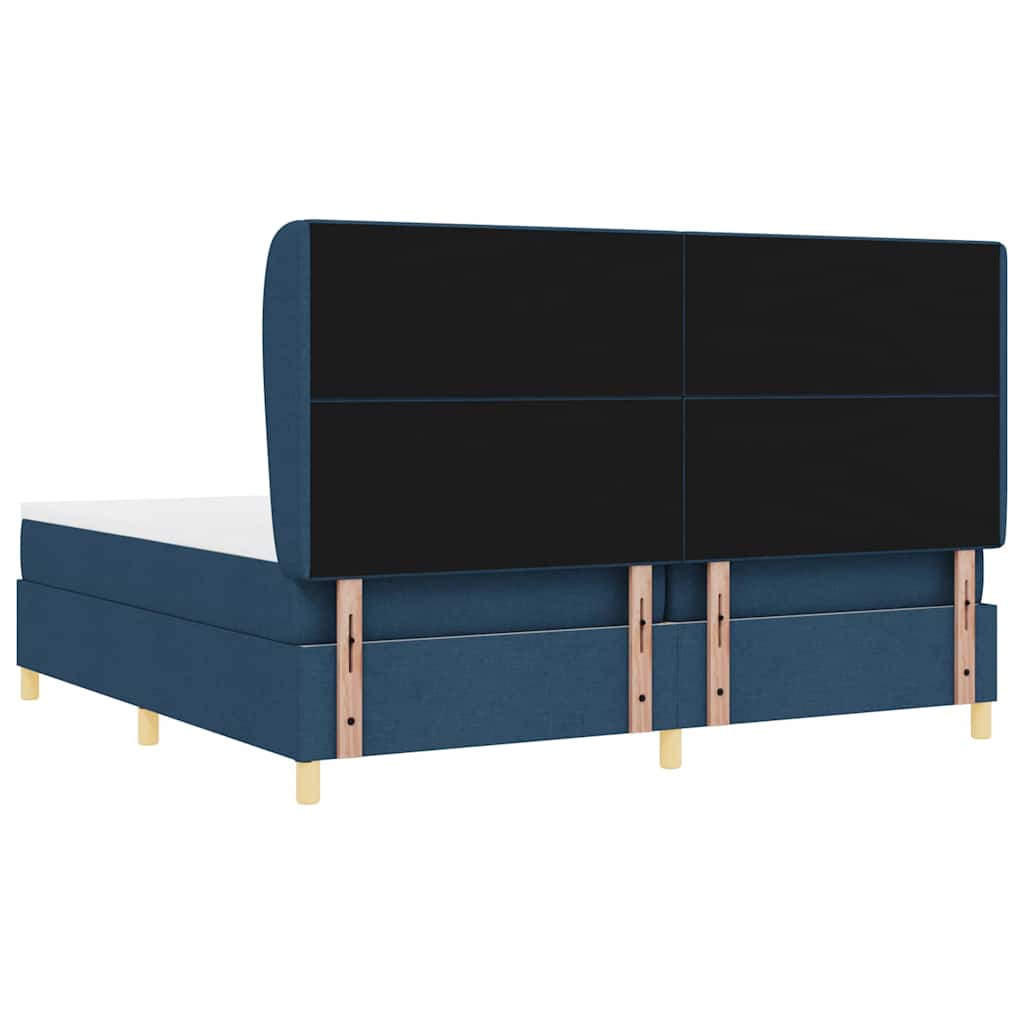 Boxspringbett mit Matratze Dunkelgrau 90x190 cm Blau Stoff