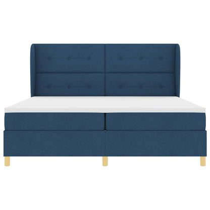 Boxspringbett mit Matratze Dunkelgrau 90x190 cm Blau Stoff