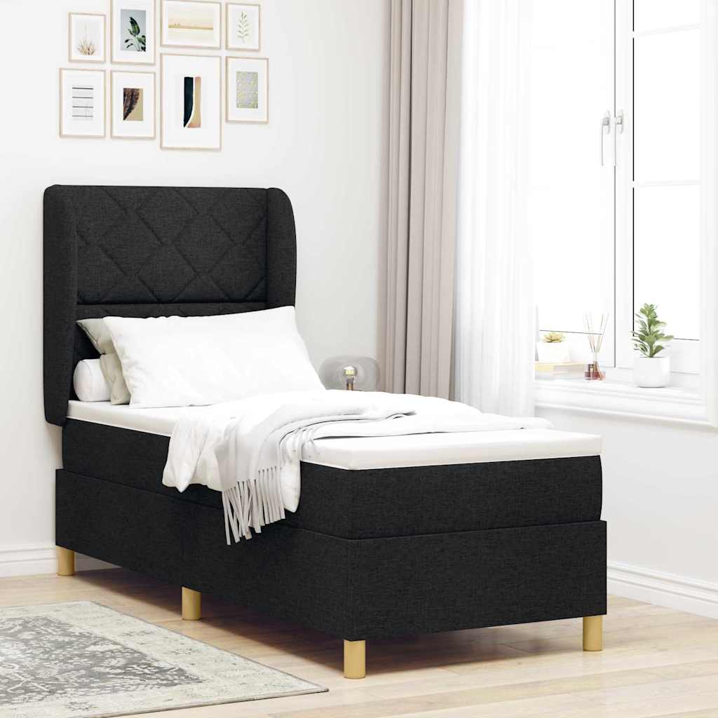 Boxspringbett mit Matratze Schwarz 200 x 80 cm Stoff