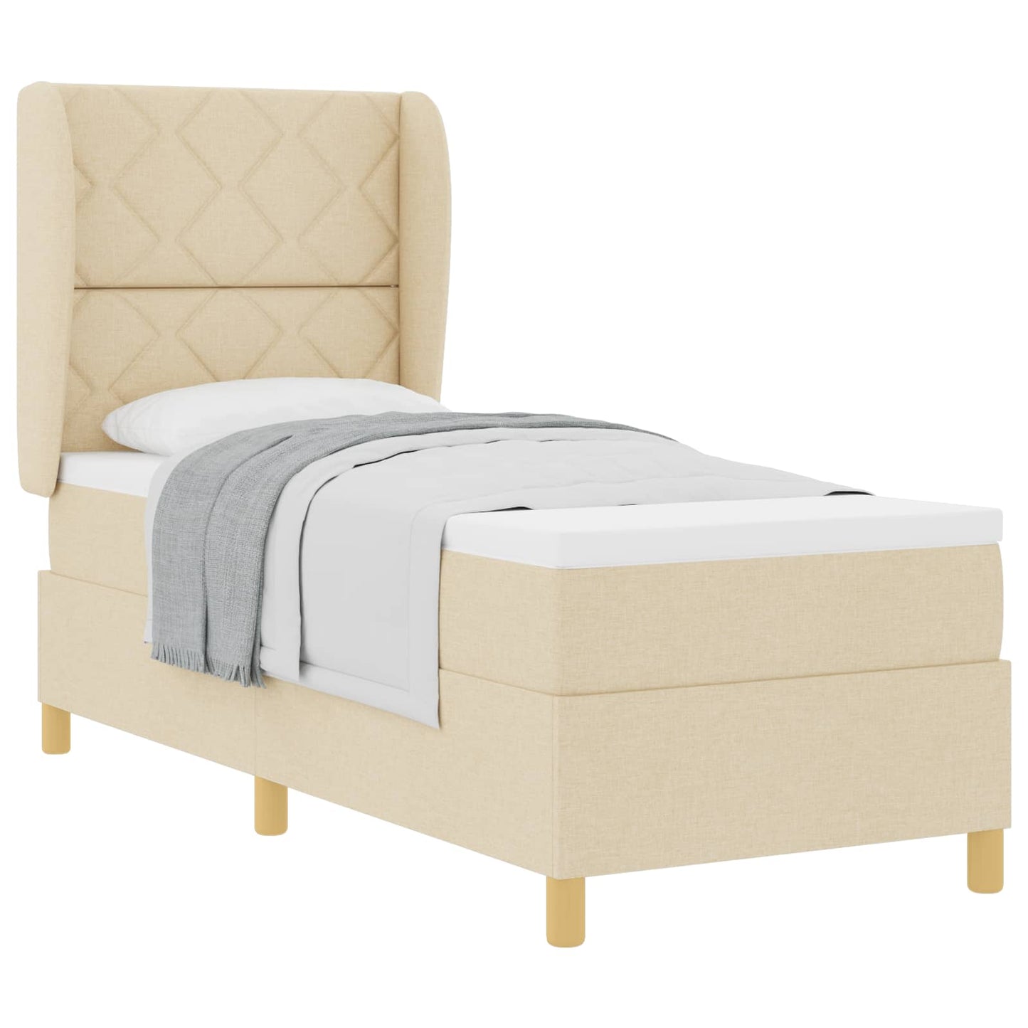 Boxspringbett mit Matratze mit Kopfteil Creme 200 x 80 cm Stoff