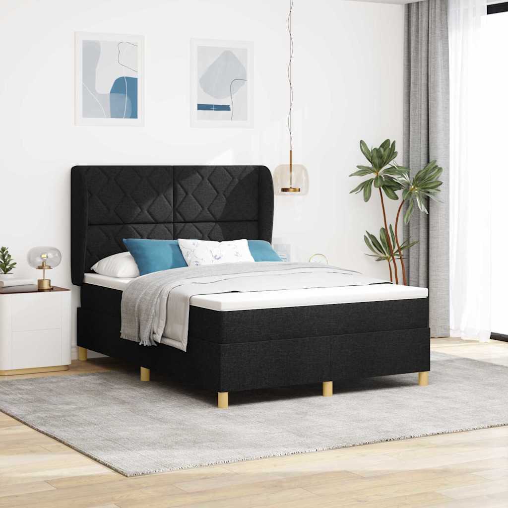 vidaXL Boxspringbett mit Matratze Dunkelgrau 90x190 cm Schwarz Stoff
